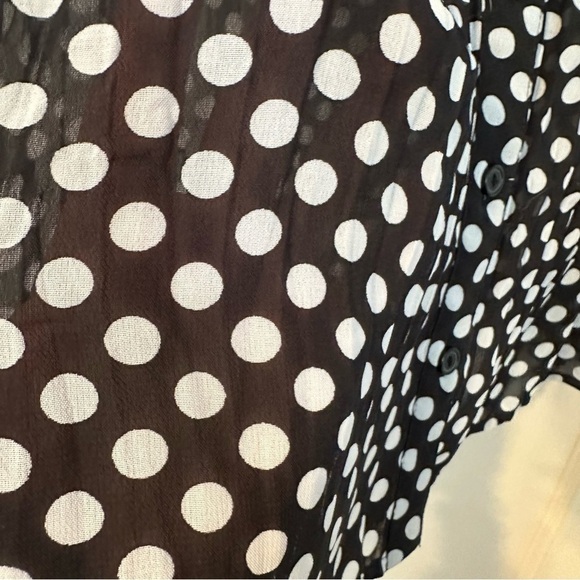 NY Collection Polka Dot Cap Sleeve V-Neck Button Down Tank w/ Ruffles Size M - Picture 6 of 10